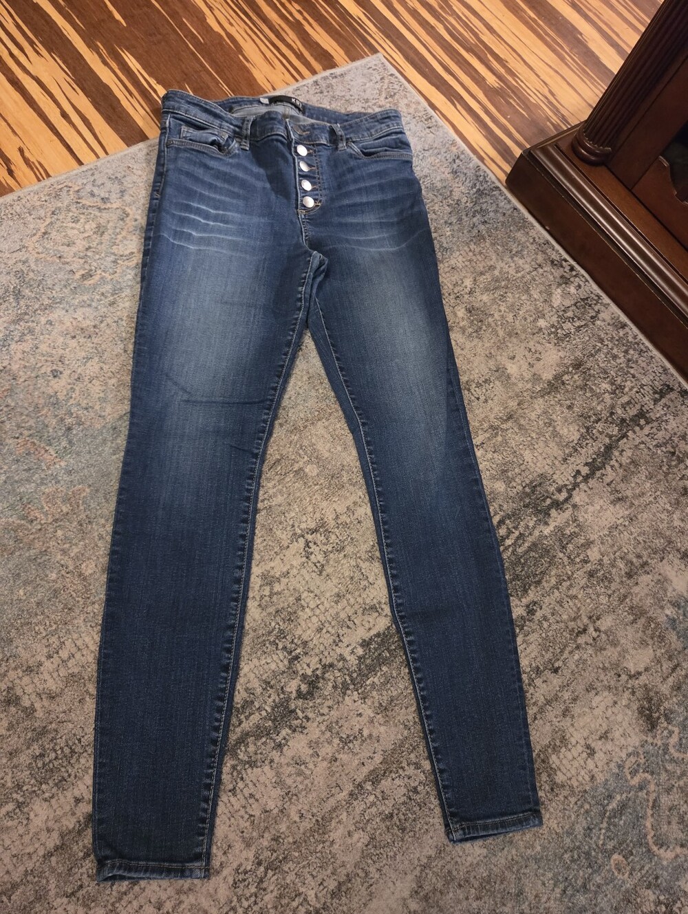 Kut from the Kloth Mia High Rise Button Fly Skinny Jeans Blue Size 8